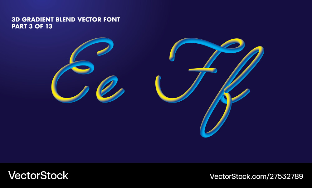 3D Blend Font - Gradient Alphabet vector image