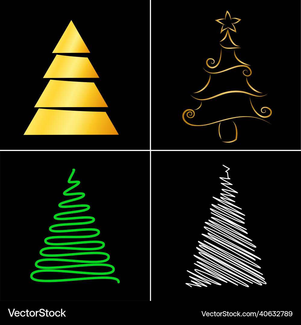 Abstract christmas tree set holiday isolated Abstract christmas tree set holiday isolated vector image