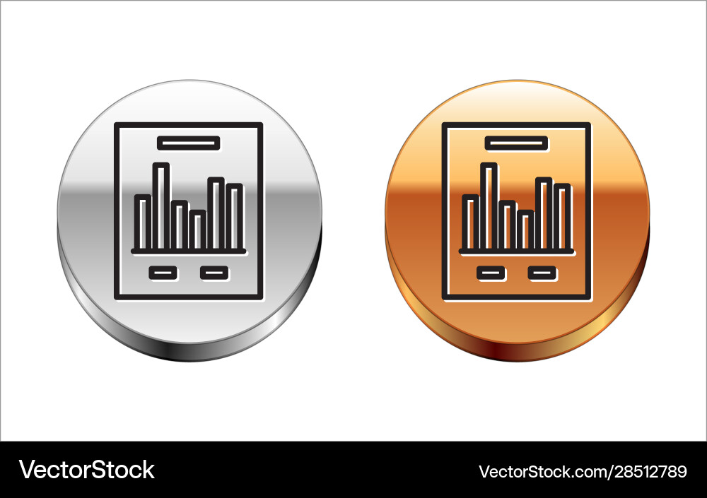 Black line document with graph chart icon isolated Black line document with graph chart icon isolated vector image