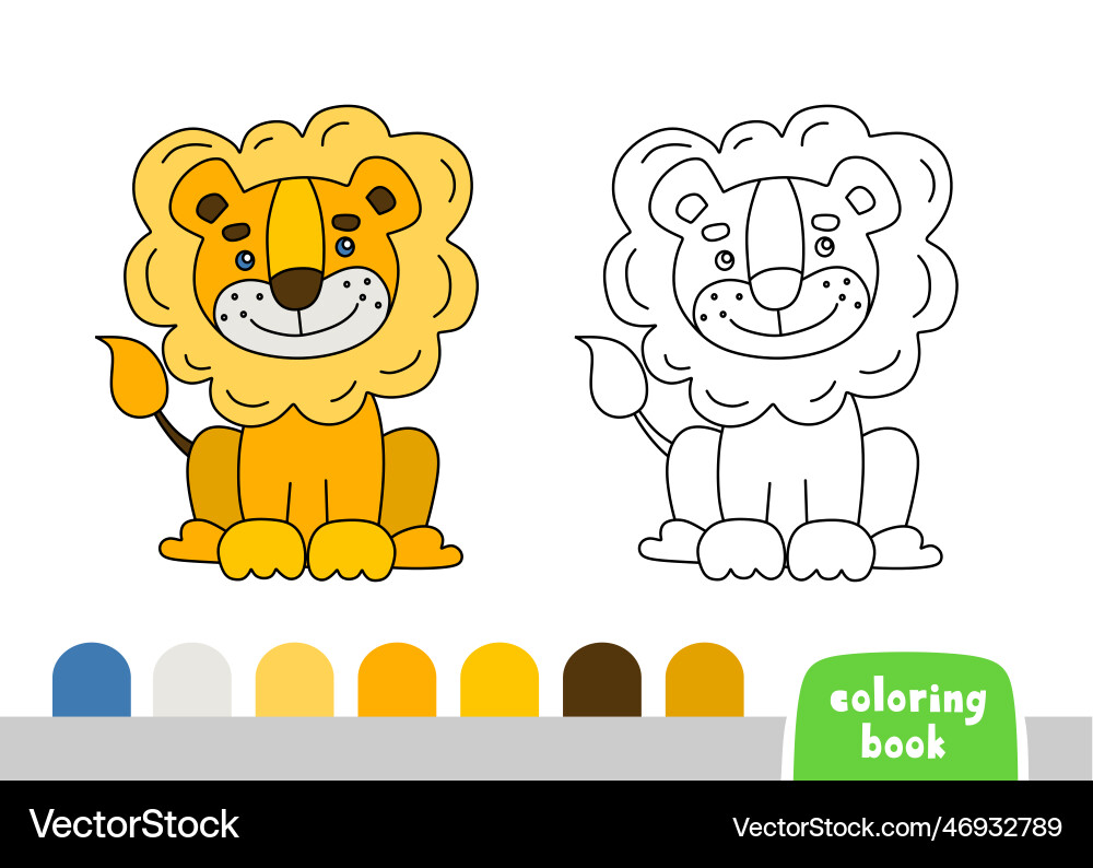 Cute Lion Coloring Page for Kids Vector Image
