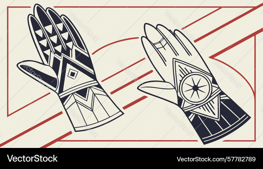 Decorative gauntlet with star and pattern design Vector Image