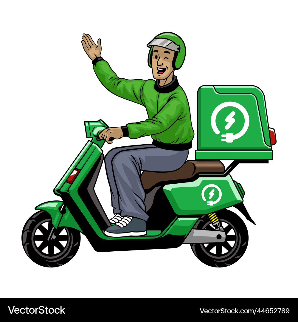 Electric Scooter Delivery Rider Royalty Free Vector Image