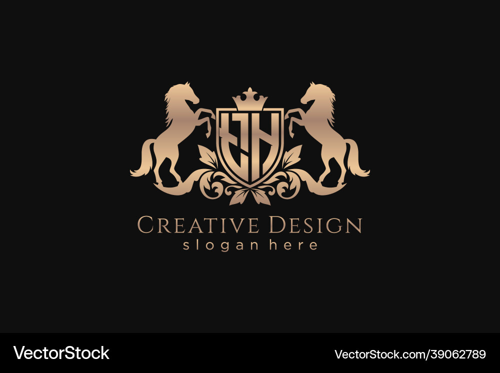 Initial th retro golden crest with shield and two Initial th retro golden crest with shield and two vector image