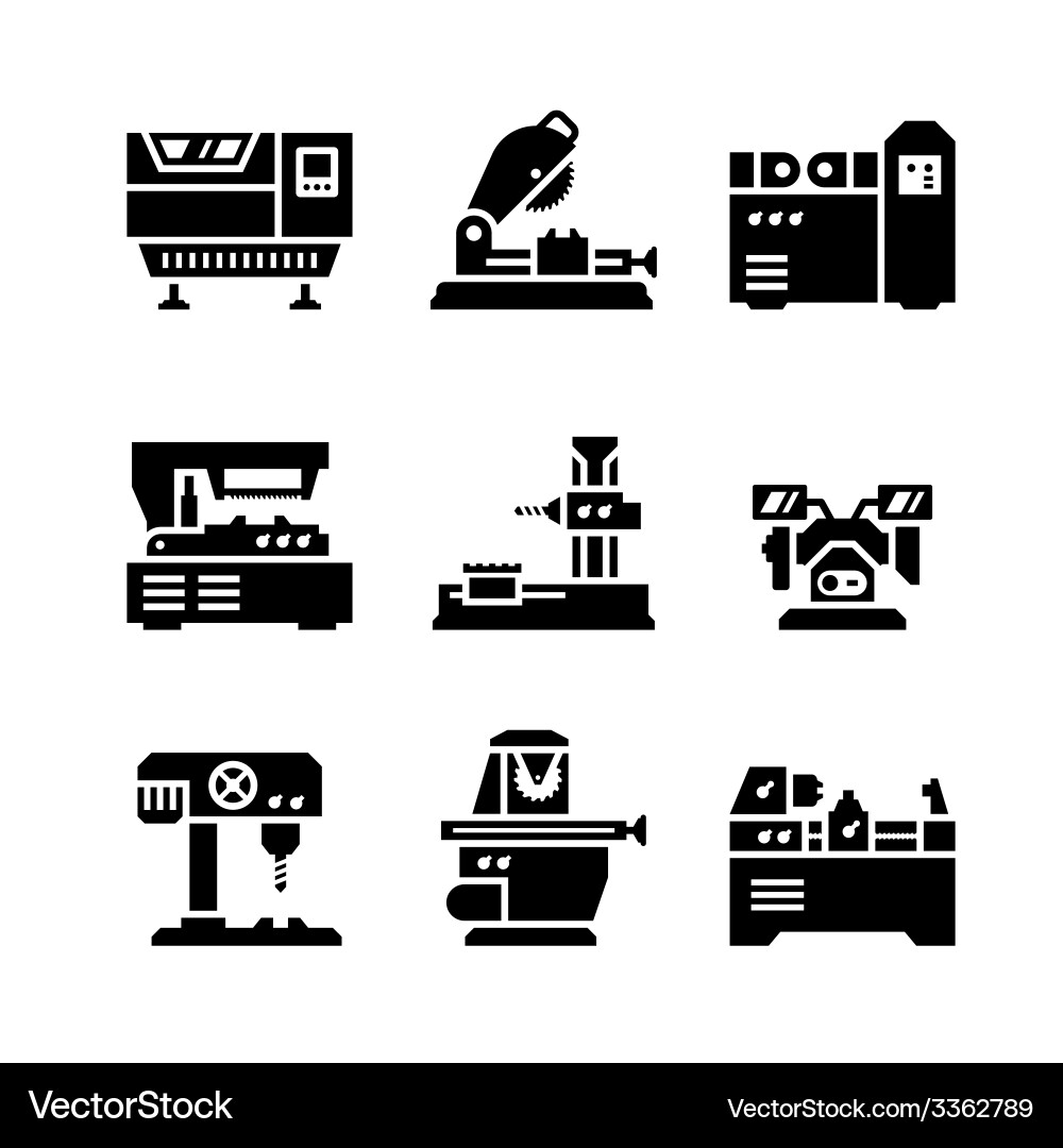 Machine Tool Icon Set vector image