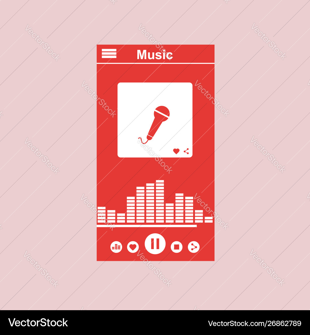 Media player application app template with flat Media player application app template with flat vector image