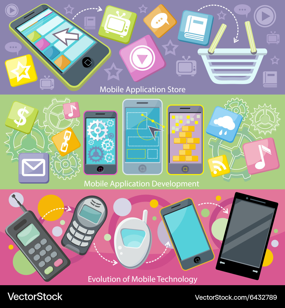 Mobile application store and development Vector Image