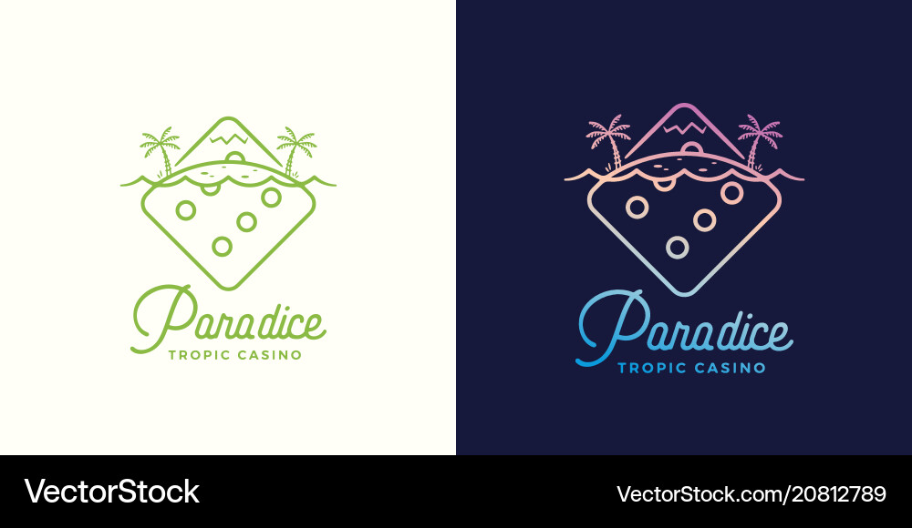 Tropic Casino Emblem - Dice & Palms Vector Image