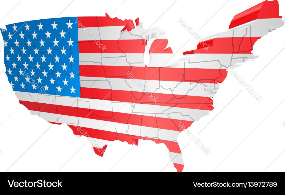 Usa map and flag Royalty Free Vector Image - VectorStock