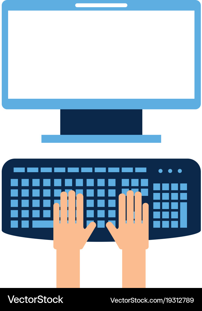 User with computer desktop vector image