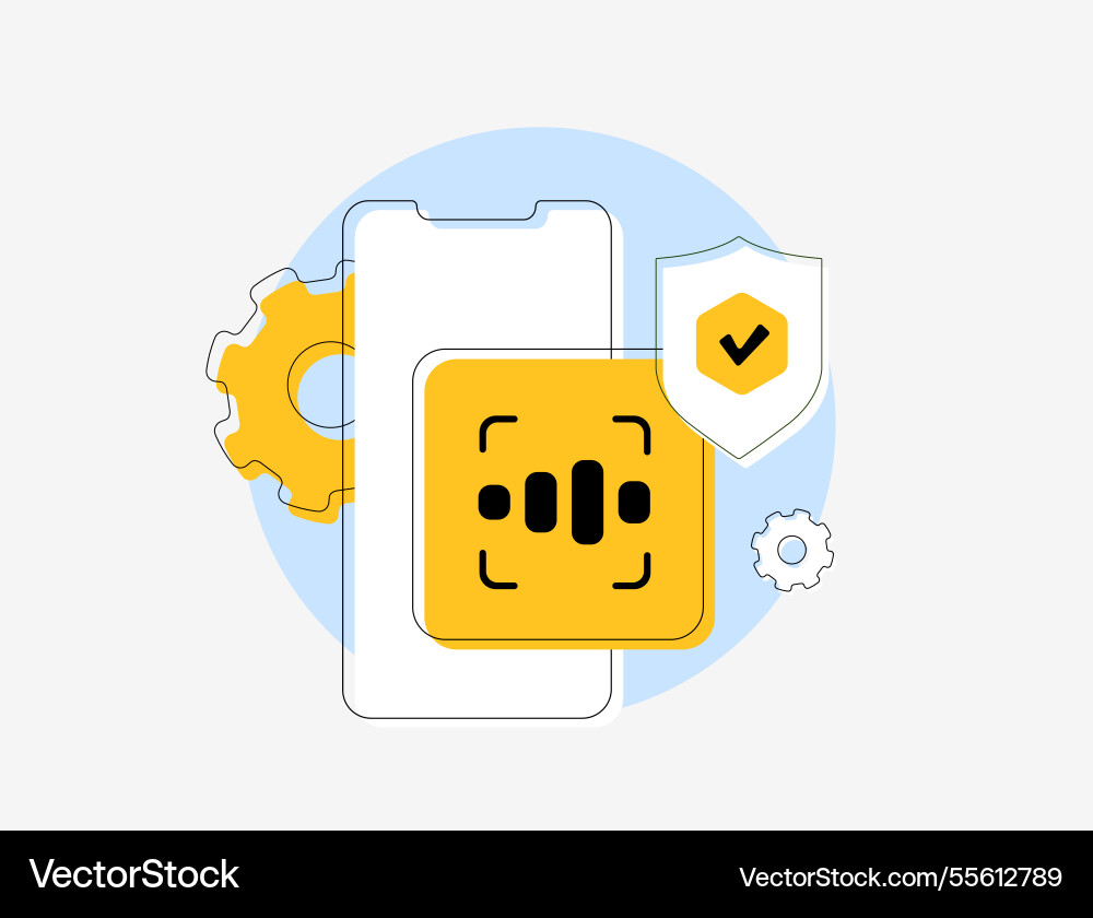 Voice biometrics enhances security by using unique Vector Image
