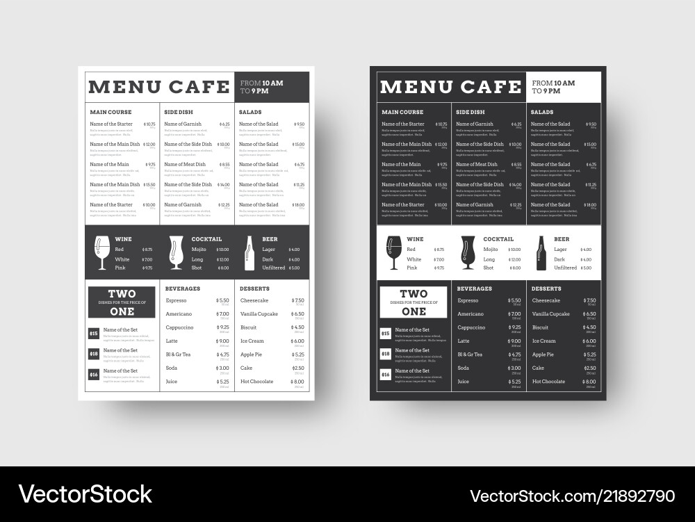 Cafe Menu Template - Block Style vector image