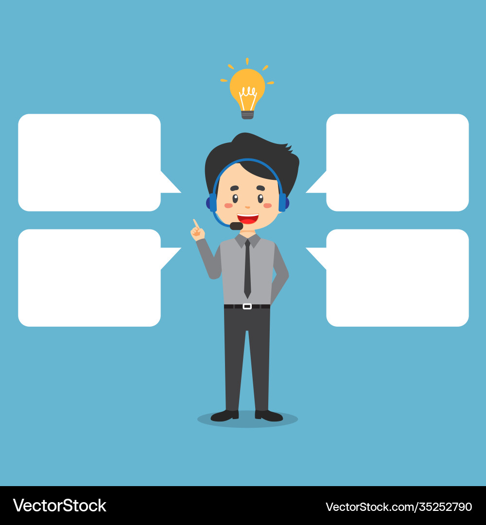 Call center shows get idea with bubble text Vector Image