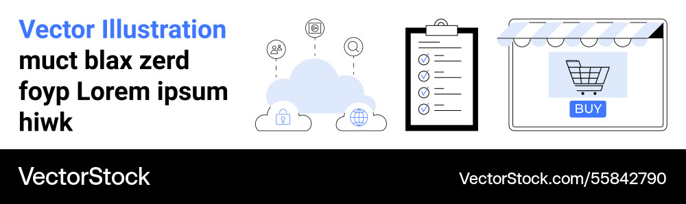Cloud integration with checklist for e-commerce Vector Image