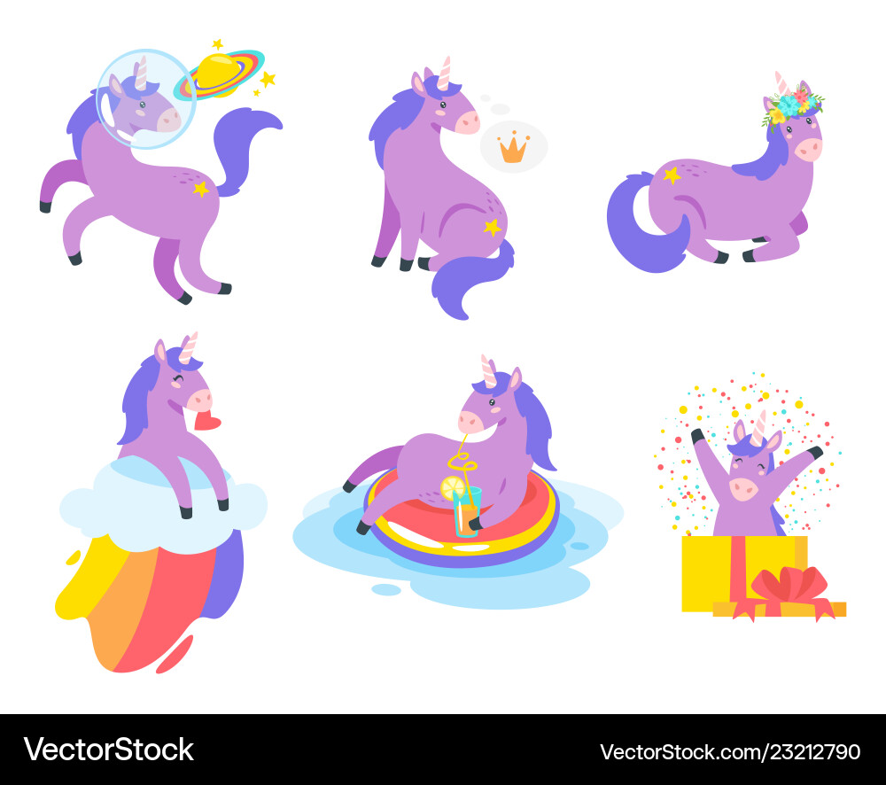 Cute unicorn set Cute unicorn set vector image