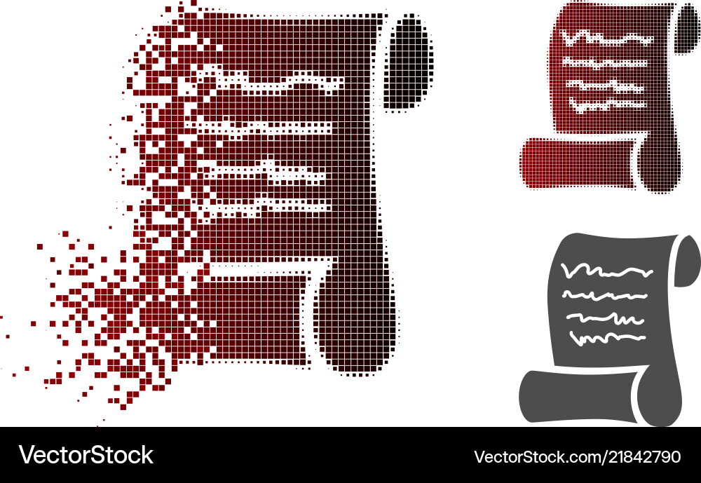 Dissipated dotted halftone script roll icon Dissipated dotted halftone script roll icon vector image