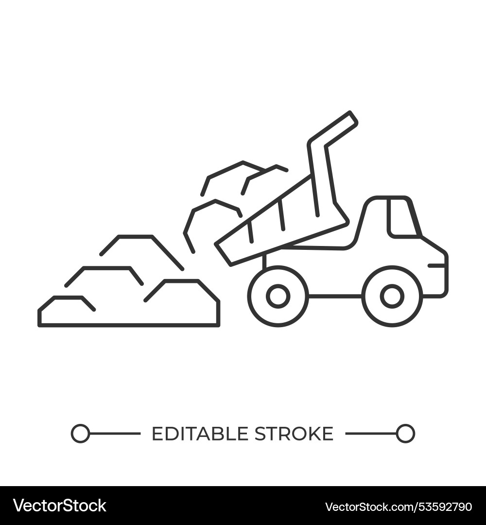 Dump Truck Icon - Linear Style vector image
