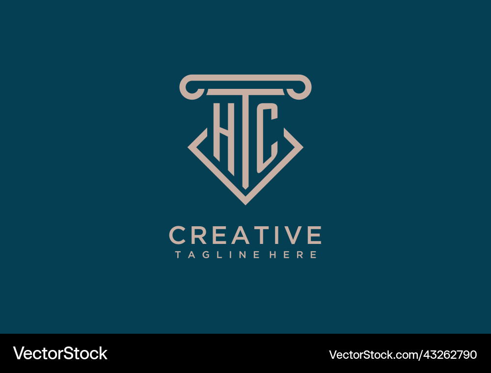 Hc initial with pillar icon design clean vector image
