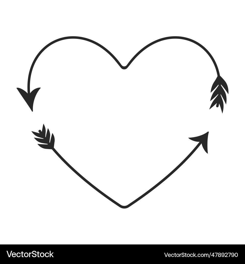 Hipster heart arrow frame arrows in boho style Vector Image
