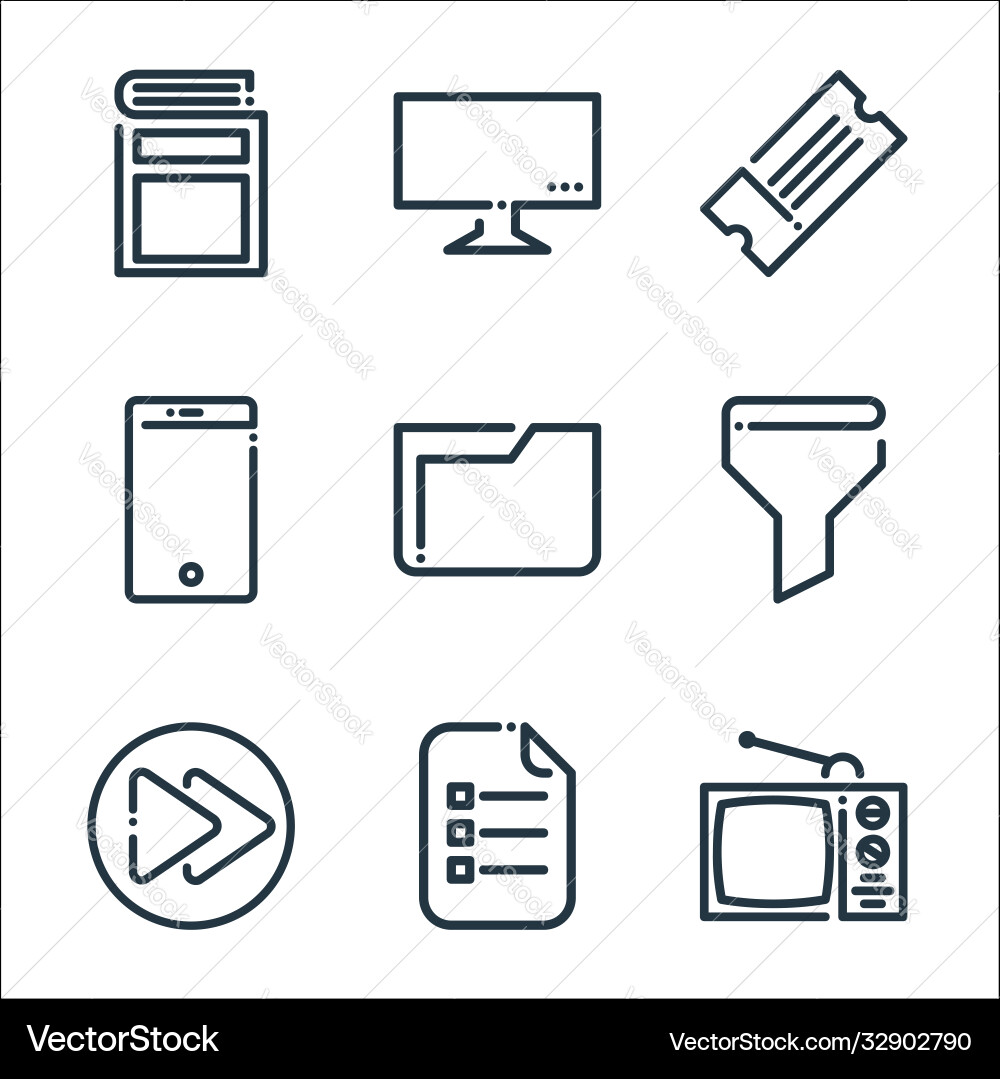 Icon line icons linear set quality Icon line icons linear set quality vector image