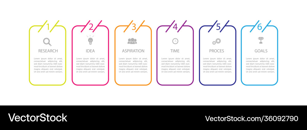 Infographic thin line design with icons and 6 vector image