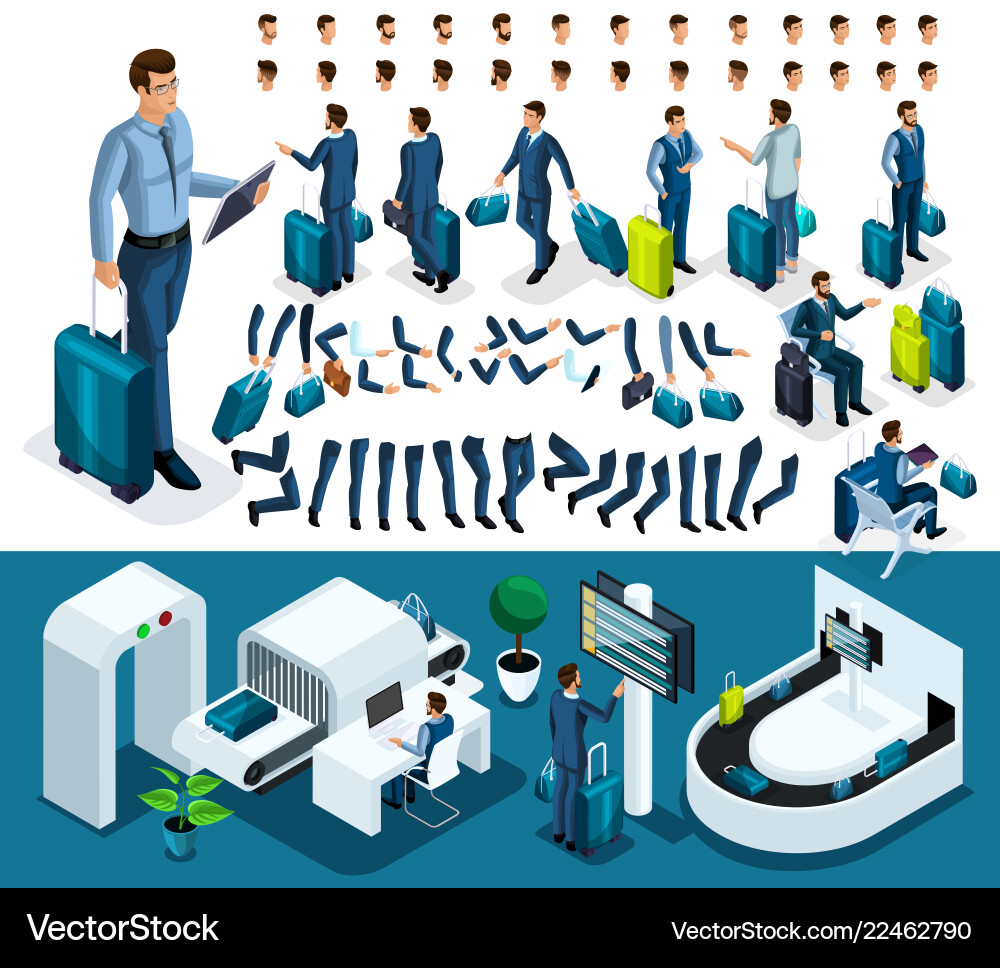 Isometric set 1 create your character Isometric set 1 create your character vector image