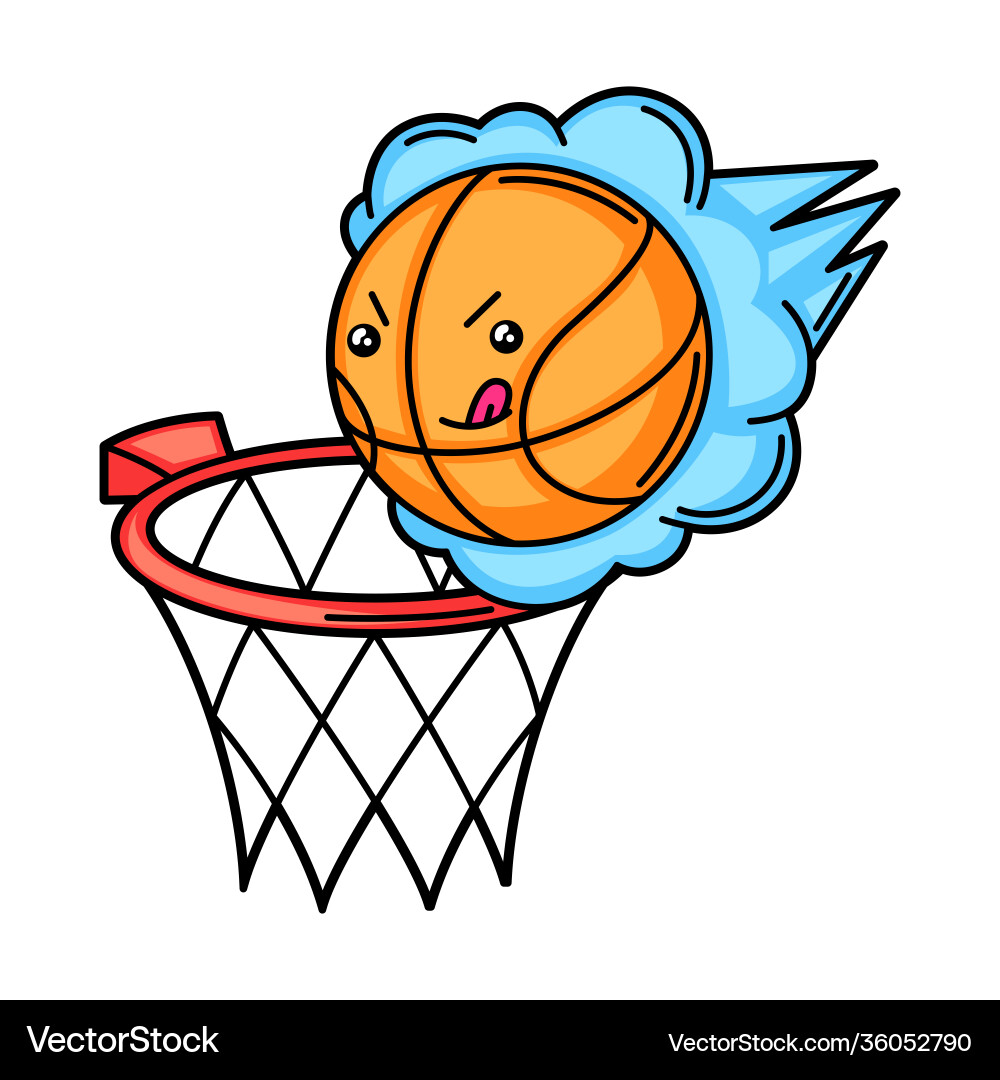 Kawaii basketball basket and ball vector image