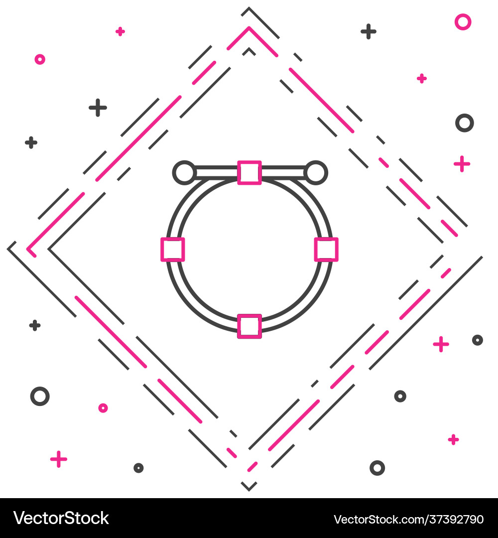Line circle banner with bezier curve icon isolated Vector Image