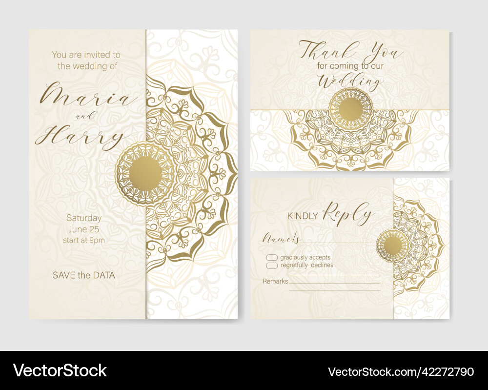 Luxury pattern for wedding card thank you rsvp Luxury pattern for wedding card thank you rsvp vector image