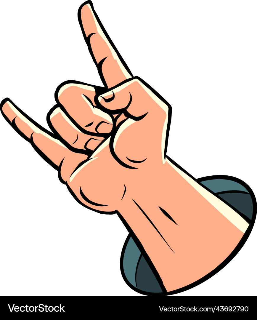 Male Hand Rock Geste Goat Musik Fans Emotionen Male Hand Rock Geste Goat Musik Fans Emotionen vektorbild