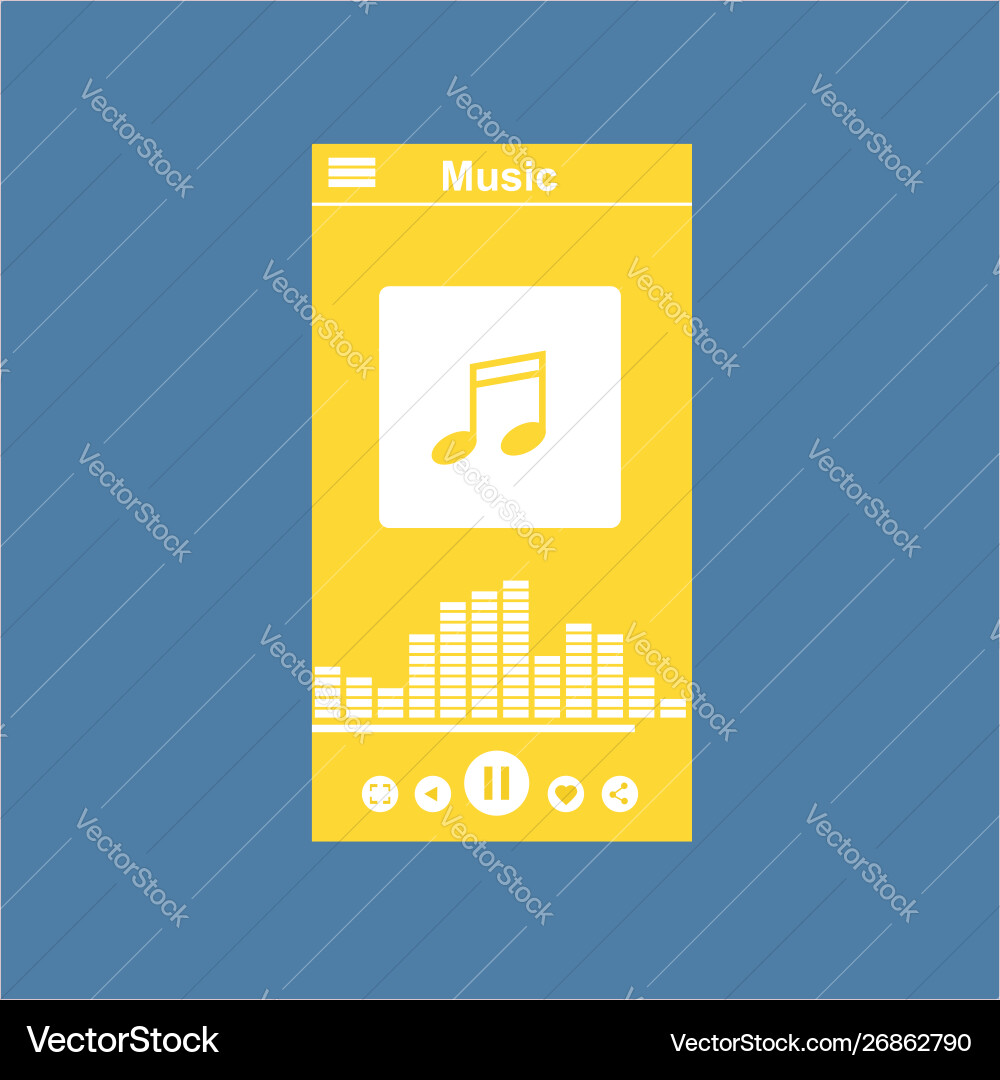 Media player application app template with flat Media player application app template with flat Vector Image