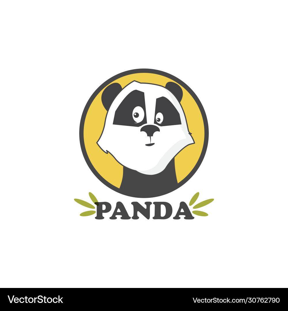 Panda logo cute on a yellow background Panda logo cute on a yellow background Vector Image