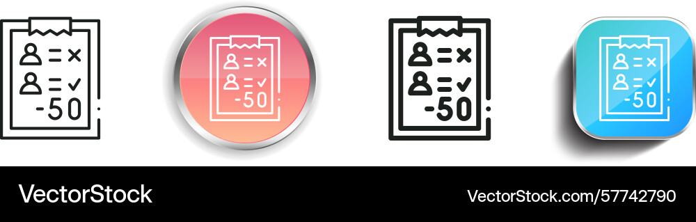 Reduction icon thin linear regular and button vector image