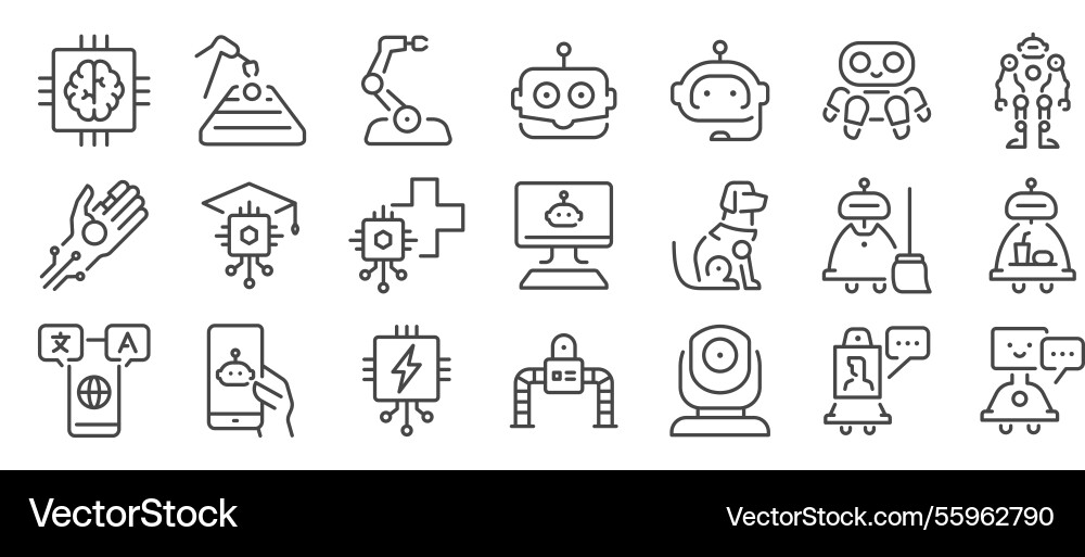 Robotic AI Icon Set - Automation vector image