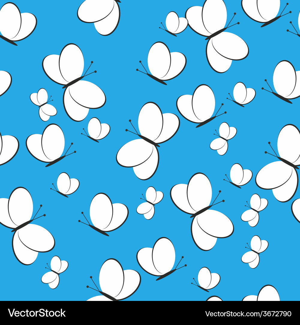 Seamless pattern with monochrome butterflies vector image