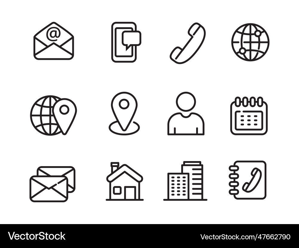 Set of contact us icons with line style Set of contact us icons with line style vector image