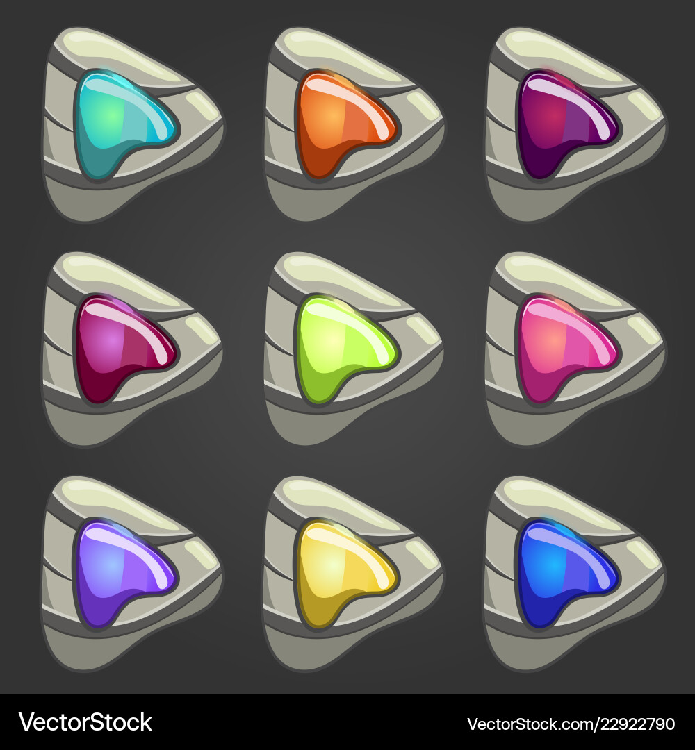 Set of stone pointers with inlaid gems Set of stone pointers with inlaid gems Vector Image