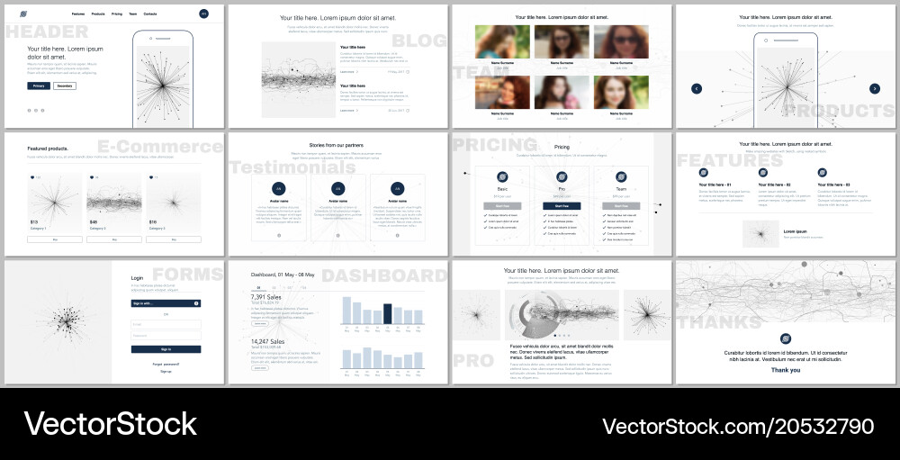 Set of templates for website design vector image