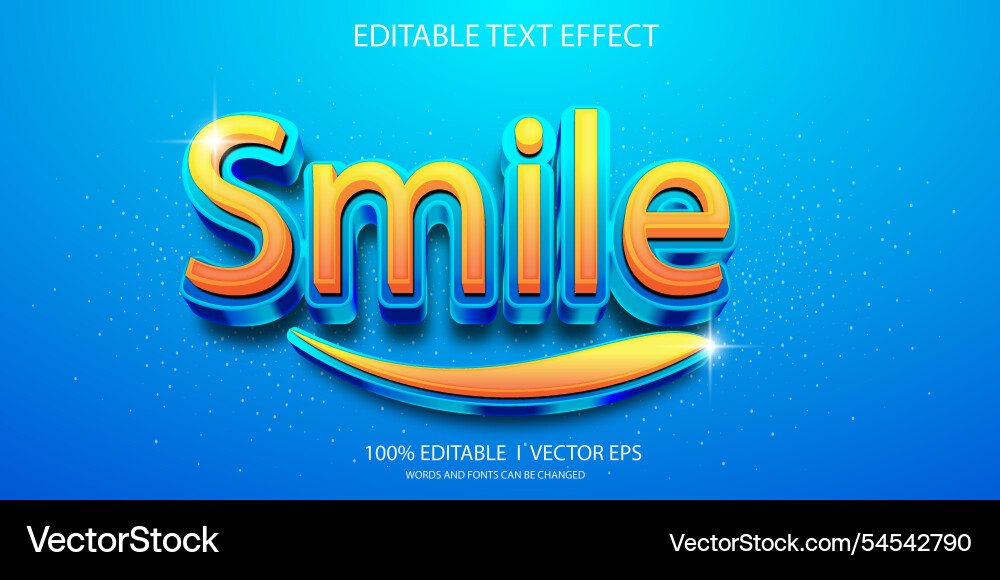 Smile 3d text effect with modern style design Smile 3d text effect with modern style design vector image