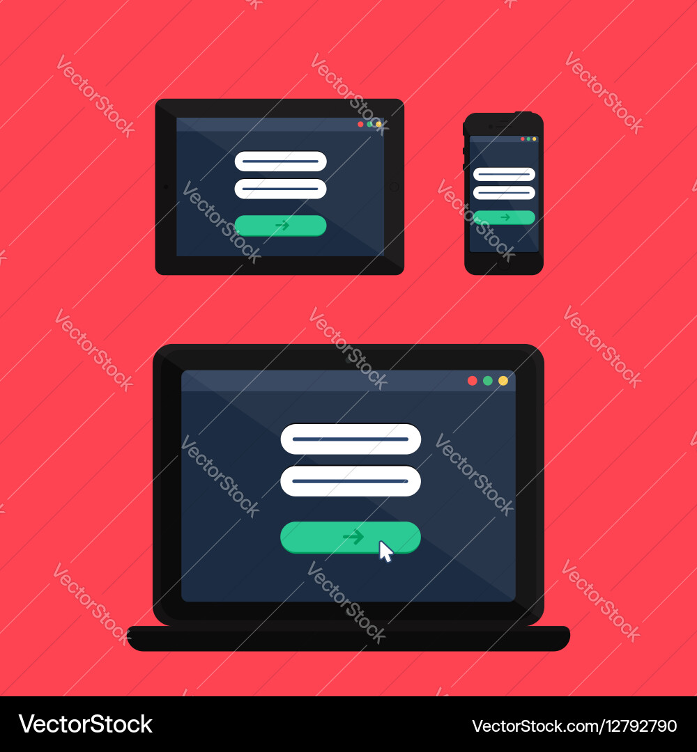 Web template of adaptive online login form vector image