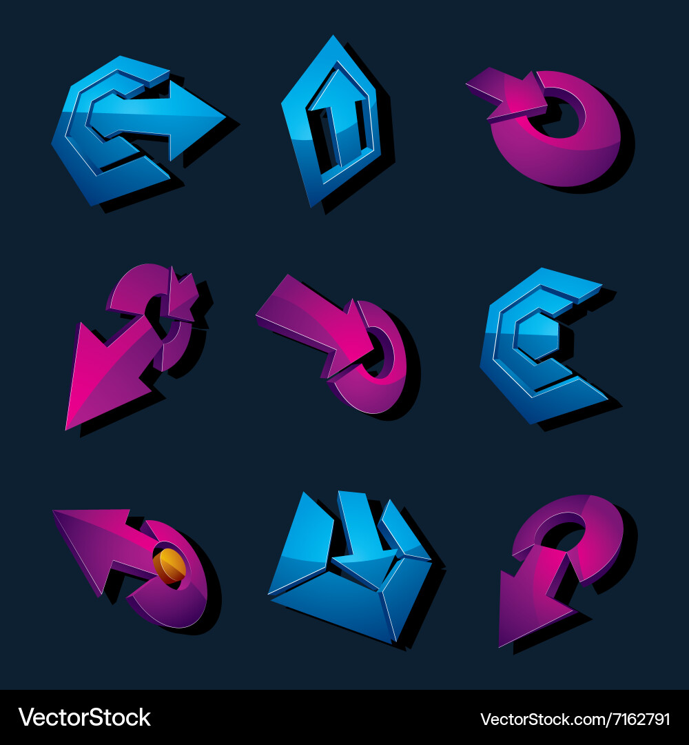 3d simple navigation pictograms collection set Vector Image