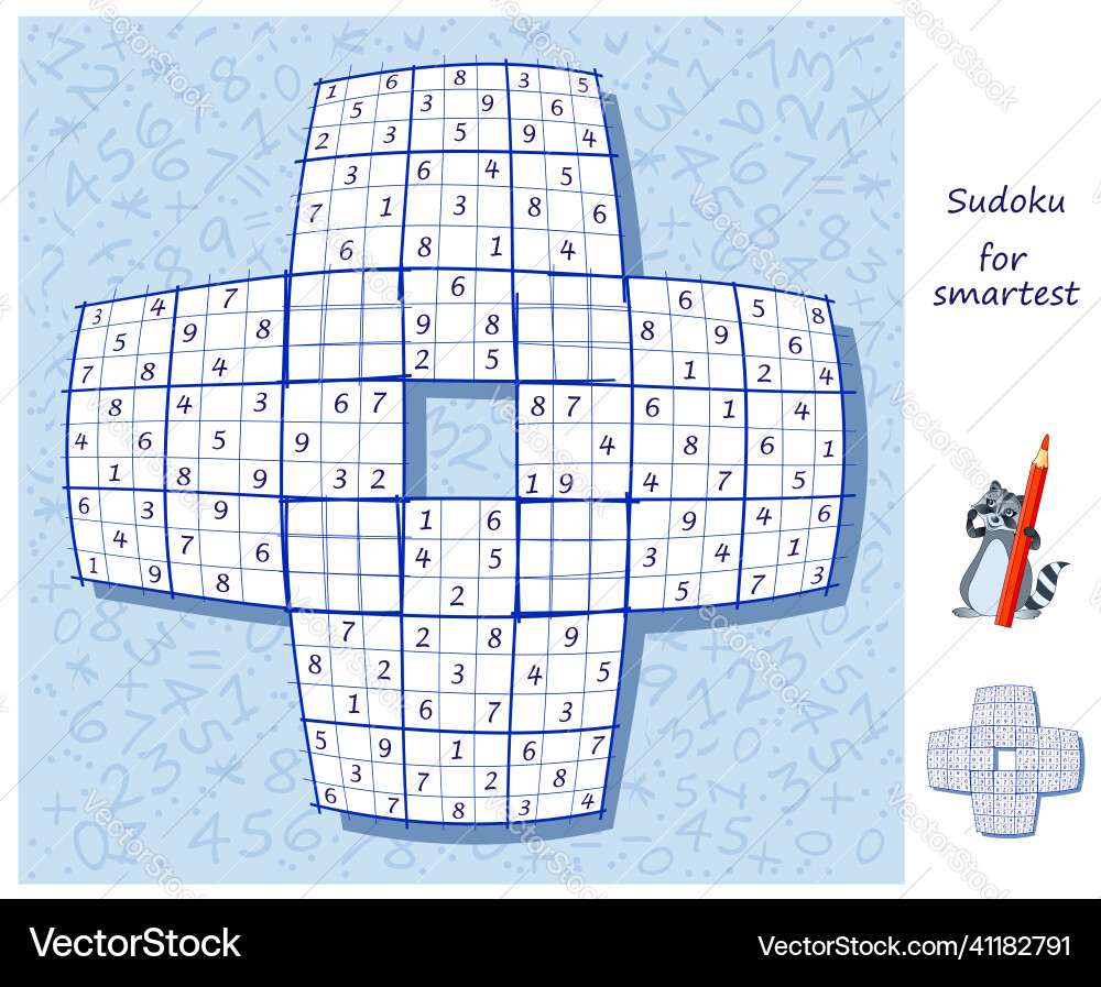 Big size sudoku for smartest logic puzzle game Big size sudoku for smartest logic puzzle game Vector Image