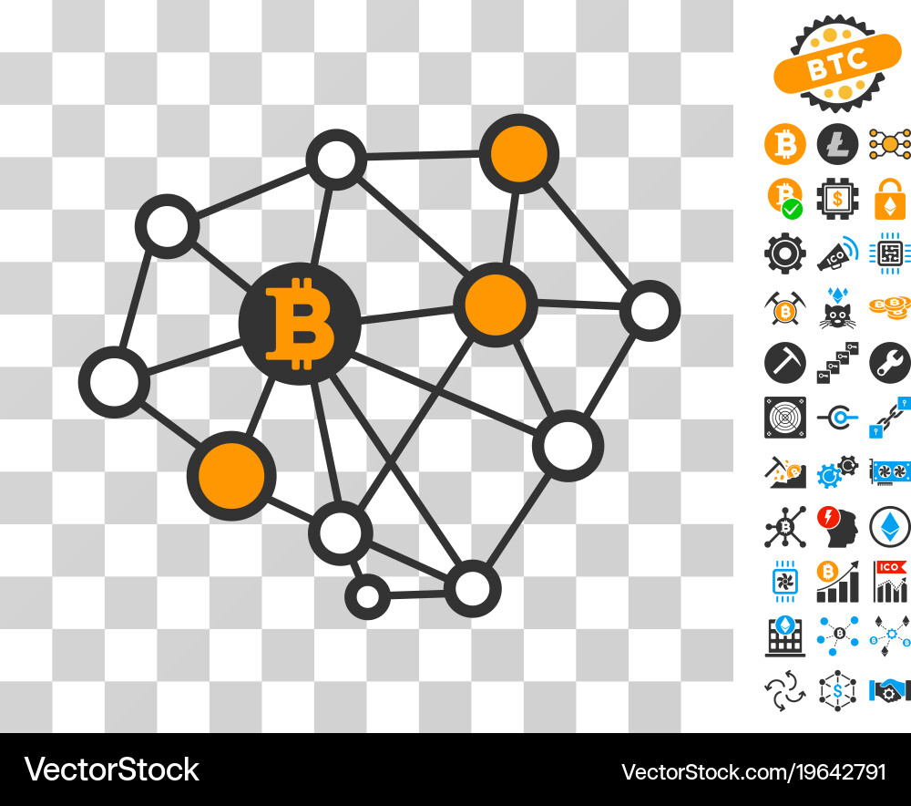 Bitcoin network structure icon with bonus – Royalty-Free Vector |  VectorStock
