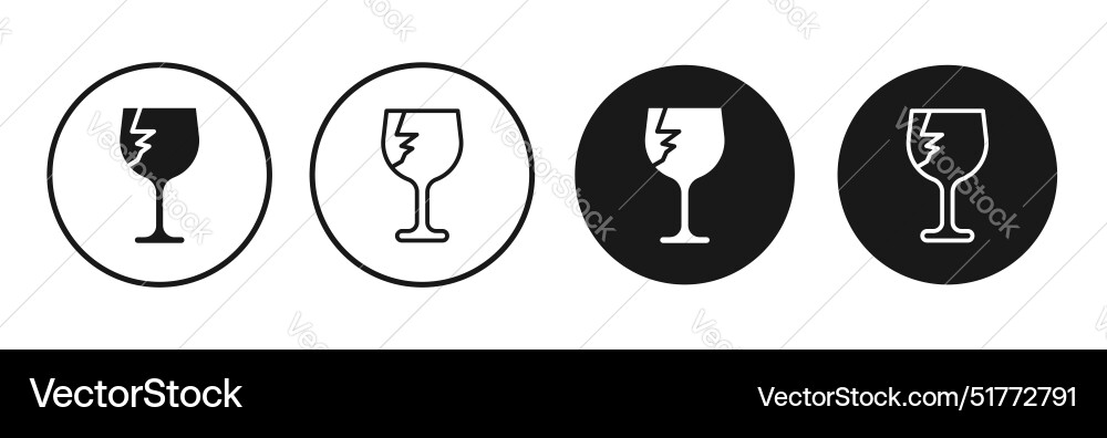 Box fragile line icon set Vector Image