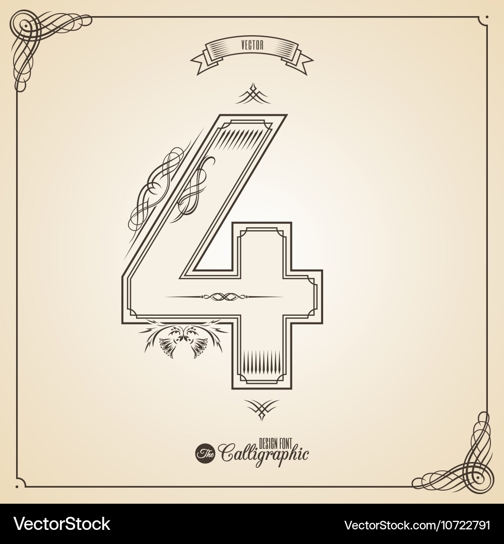 Calligraphic fotn with border frame elements Vector Image