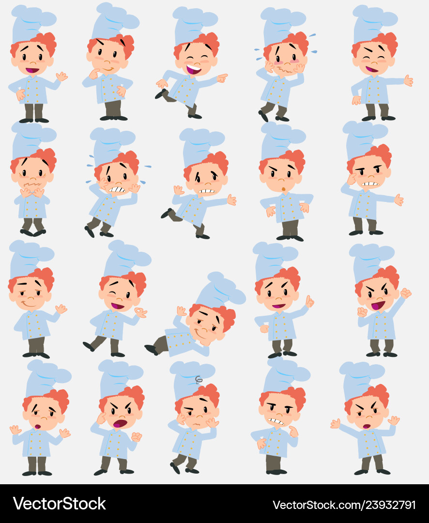 Cartoon character chef set with different vector image