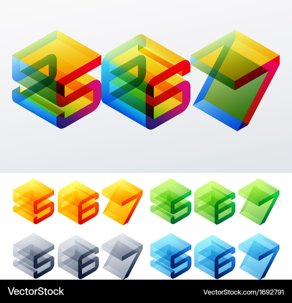 Colored text in isometric view Vector Image