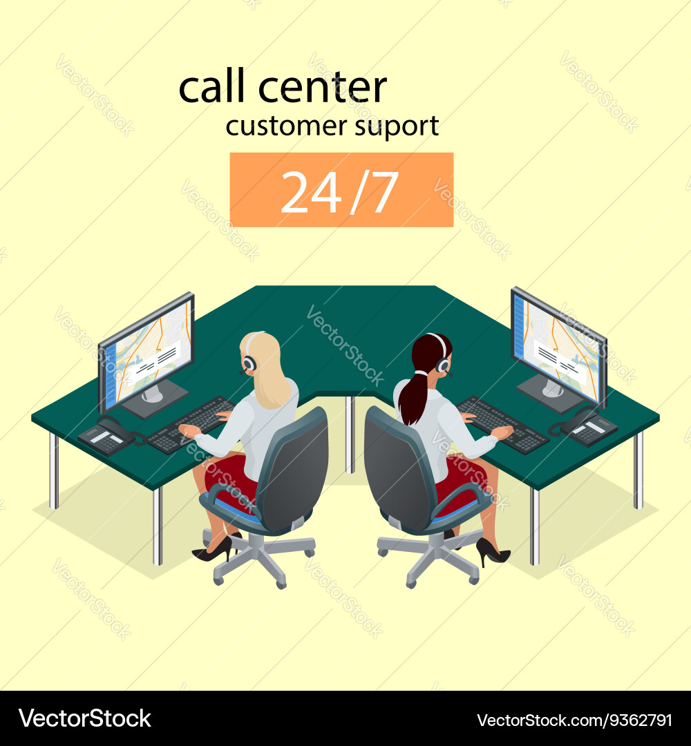 Concept of call center technical support Vector Image