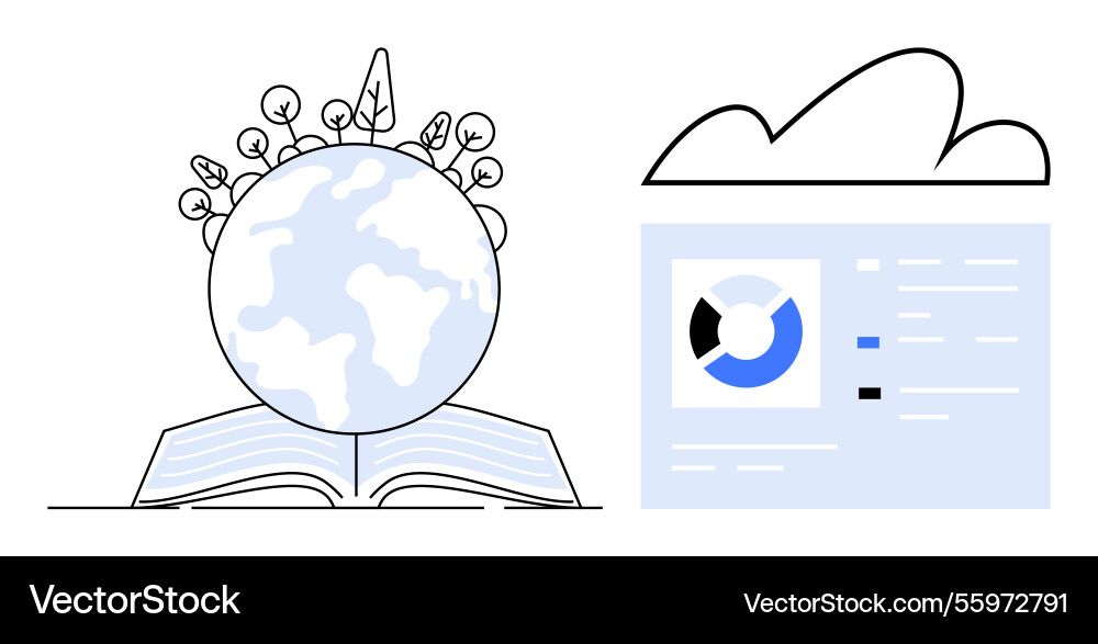 Global learning and data management in sustainable Global learning and data management in sustainable vector image