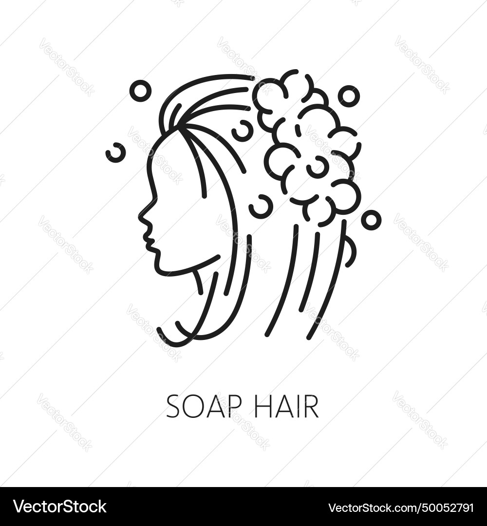 Hair care soap and treatment thin line icon vector image