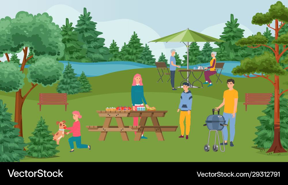 Happy family barbecue party bbq and people Happy family barbecue party bbq and people vector image